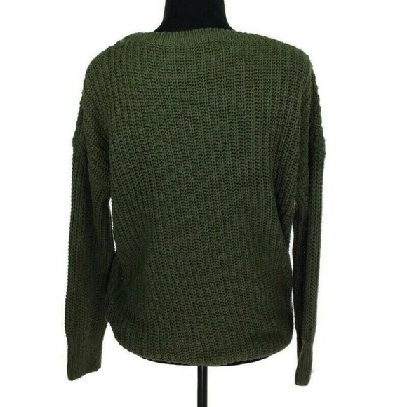 Shein Women Green Pullover Knit Crewneck Oversized Sweater One Size - Picture 2 of 3
